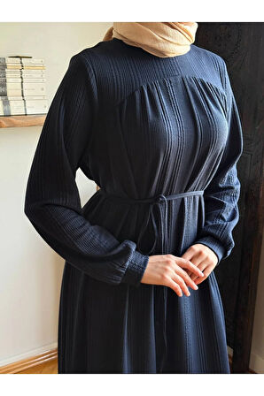 Robadan ve Etekten Büzgülü Örme Elbise 2419 NAVRA |