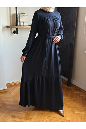 Robadan ve Etekten Büzgülü Örme Elbise 2419 NAVRA |