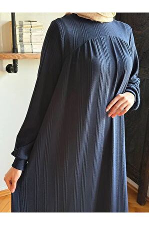 Robadan ve Etekten Büzgülü Örme Elbise 2419 NAVRA |