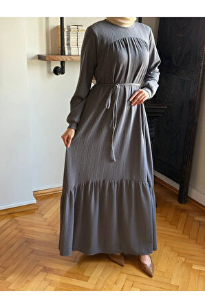Robadan ve Etekten Büzgülü Örme Elbise 2419 NAVRA |