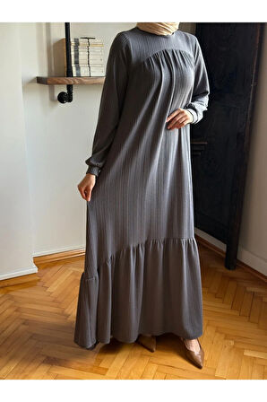 Robadan ve Etekten Büzgülü Örme Elbise 2419 NAVRA |