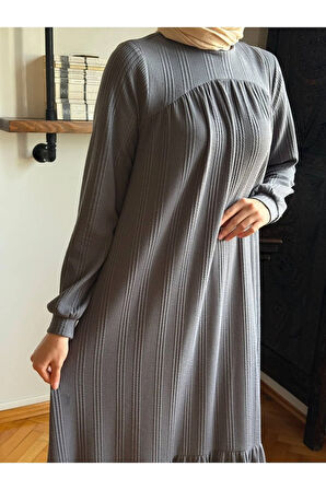 Robadan ve Etekten Büzgülü Örme Elbise 2419 NAVRA |