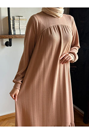 Robadan ve Etekten Büzgülü Örme Elbise 2419 NAVRA |