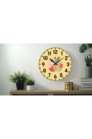 Dekoratif Türkçe Rakamlı UV Baskılı Duvar Saati (Sessiz) Akar Mekanizma 40CM Metal Akrep Yelkovan