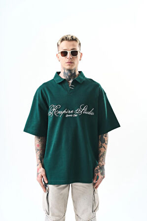 Erkek Polo Yaka Oversize T-Shirt Nefti
