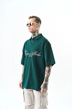 Erkek Polo Yaka Oversize T-Shirt Nefti