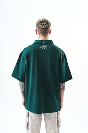 Erkek Polo Yaka Oversize T-Shirt Nefti