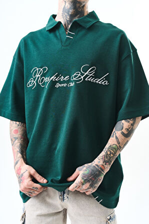 Erkek Polo Yaka Oversize T-Shirt Nefti