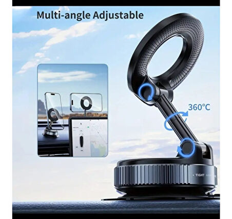 360° Döner Manyetik Telefon Tutucu Araç Içi Vakumlu Cam Vakum Standı Masa Üstü Mobil Telefon Stant