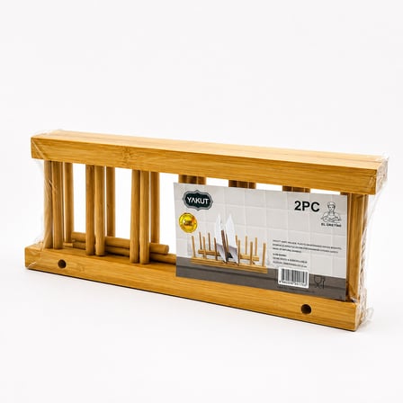 2PCS BAMBU - AHŞAP TEZGAH ÜSTÜ TABAKLIK - BULAŞIKLIK (5566)