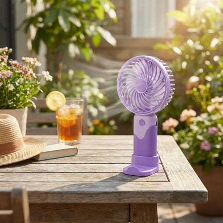 3 Kademeli Masaüstü ve El Fanı – Telefon Tutuculu, 3 Farklı Değiştirilebilir Halka Tasarımlı Mini Fan  MZL37A (5566)