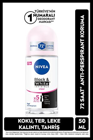 Nivea Deodorant Roll-On Invisible For Black&White Clear Kadın 50 Ml