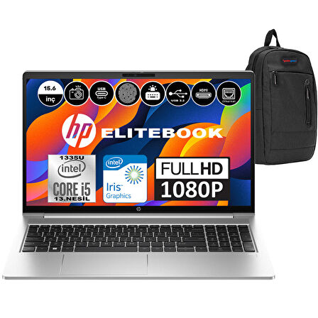 Hp Elitebook 650 G10 Intel Core I5 1335U 32GB 512GB SSD Intel® Iris® Xᵉ Freedos 15,6" FHD Taşınabilir Bilgisayar 8A573EAF10 + Weblegelsin Çanta