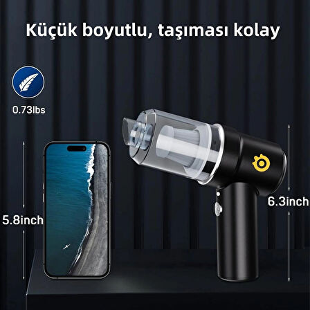 BAL 14000pa Güçlü Portatif 2 Kademeli Tasinabilir Vakumlu Kablosuz Üflemeli Mini Araç Süpürgesi 