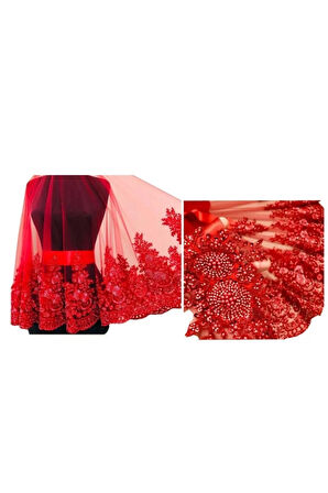 Gelin Duvağı Lüks İncili Boncuklu Duvak 3’lü Set Duvak Takım Lüx Duvak Kına Malzemeleri 