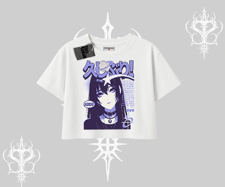 Oversize Crop Tshirt Neo Tokyo Girl Y2K Street Anime Aesthetic