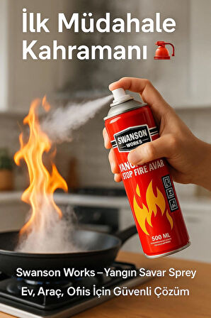 Swanson Works Yangın Savar Sprey 500 ml – Portatif,Hızlı,Etkili,Taşınabilir Yangın Söndürücü Köpük