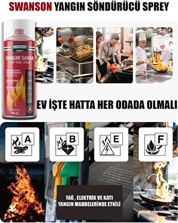 Swanson Works Yangın Savar Sprey 500 ml – Portatif,Hızlı,Etkili,Taşınabilir Yangın Söndürücü Köpük