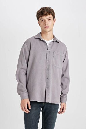 DeFacto Regular Fit Basic Düz Pamuklu Uzun Kollu Gömlek D7406AX24AUGR455