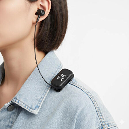 Klipsli Bluetooth Kulaklık | Dijital Ekranlı Kablosuz Yaka Müzik Alıcısı Stereo Hi-Fi Kablosuz Kulaklık, HD Ses Teknolojisi