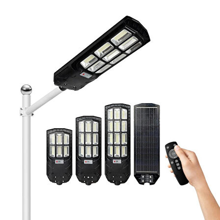 PREMİUM HB-900 400W Güneş Enerjili  LED Aydınlatma Bahçe Sokak Direk Armatürü. (6500K+2700K)-(30A.LİFO4)