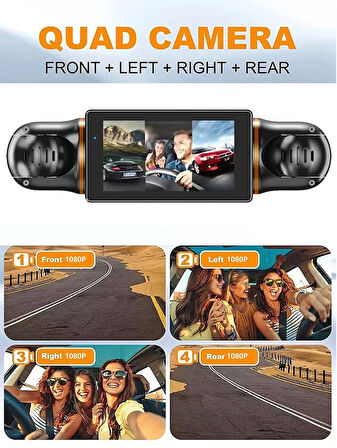 WEVOLT MB-5900 YENİ PREMİUM 4 KAMERALI  FULL HD 1080 P GENİŞ AÇI ARAÇ KAYIT KAMERASI