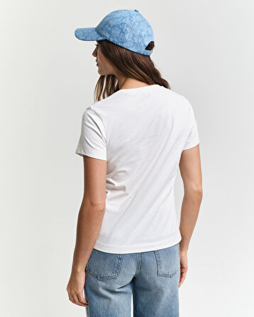 GANT Kadın Beyaz Regular Fit Bisiklet Yaka T-Shirt