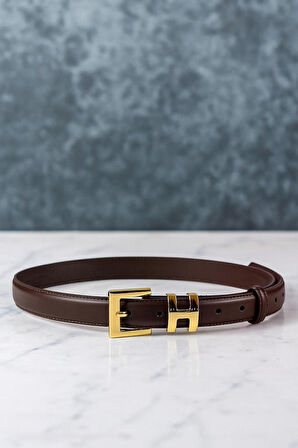 WİLLİAMPOLO Kahverengi Hakiki Deri Lüks Gold Toka Kadın Kemer