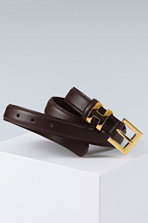 WİLLİAMPOLO Kahverengi Hakiki Deri Lüks Gold Toka Kadın Kemer