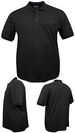 Erkek Büyük Beden 115 - 155 Kilo Arası Uygun Bedenli Likralı Pike Polo Yaka Cepli Tişört