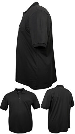 Erkek Büyük Beden 115 - 155 Kilo Arası Uygun Bedenli Likralı Pike Polo Yaka Cepli Tişört