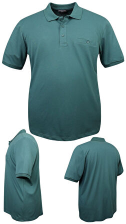 Erkek Büyük Beden 115 - 155 Kilo Arası Uygun Bedenli Likralı Pike Polo Yaka Cepli Tişört