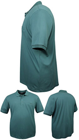 Erkek Büyük Beden 115 - 155 Kilo Arası Uygun Bedenli Likralı Pike Polo Yaka Cepli Tişört