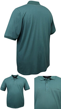 Erkek Büyük Beden 115 - 155 Kilo Arası Uygun Bedenli Likralı Pike Polo Yaka Cepli Tişört