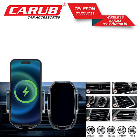 CARUB Telefon Tutucu Araç İçi Wireless Şarjlı