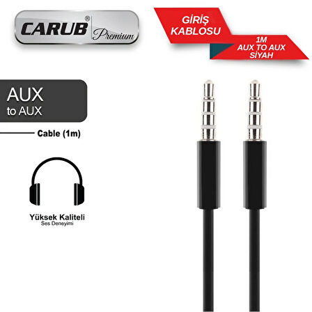 CARUB Aux To Aux Giriş Kablosu 1 Metre Siyah
