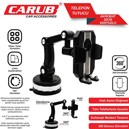 CARUB Telefon Tutucu Akrobat 360° 32cm Vantuzlu