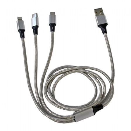 CARUB Şarj Kablo Usb 3lü İphone,Samsung,Huwaei 1MT