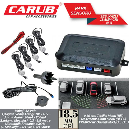 Carub Park Sensörü Ses İkazlı Gri 18,5 mm 4 lü BR0015903
