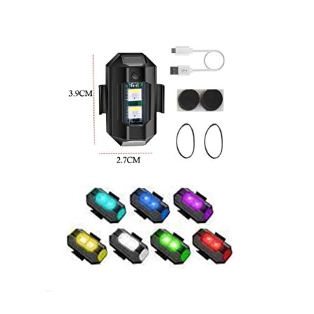 Carub Uçak Çakar Mini RGB Led Lamba Kablosuz Şarjlı USB'Li