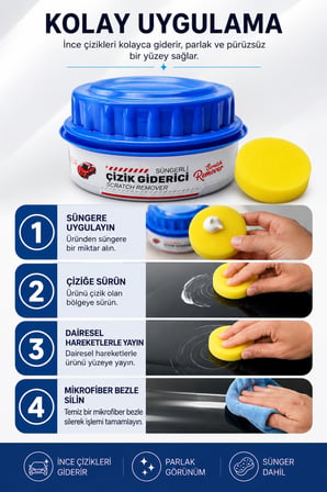Araç Çizik Giderici Pasta Süngerli 230 ml – İnce Çizik Giderme ve Parlatma Seti