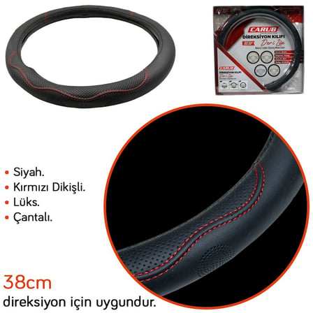 Carub Geçmeli Direksiyon Kılıfı Deri Lüx Çantalı 38 cm Siyah BR1831021