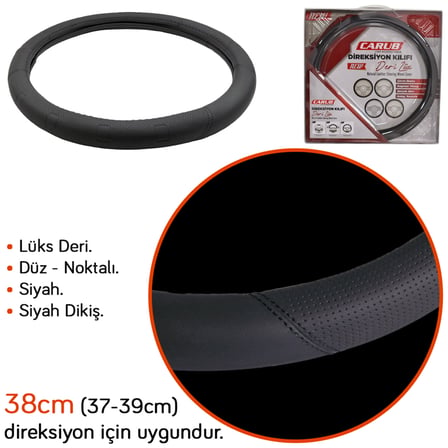 Carub Geçmeli Direksiyon Kılıfı Deri Lüx Çantalı 38 cm Siyah BR1831022