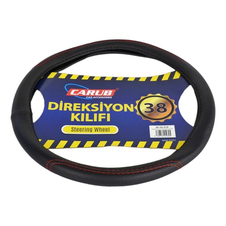Carub Geçmeli Direksiyon Kılıfı Siyah (Kırmızı Dikişli) 38 cm BR1841930