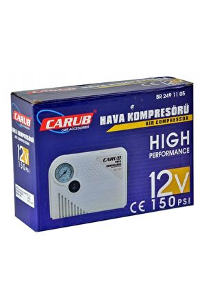 Carub BR2491105 150 PSI Basınçlı Hava Kompresörü Beyaz Mini Hava Pompası