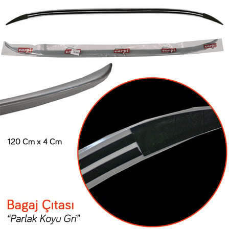 Carpi Bagaj Çıtası Ergonomik Parlak Koyu Gri Bıyık 120 cm x 4 cm BR2790142