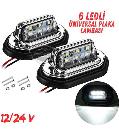 Universal Plaka Lambası 12-24v Nikel Smd Ledli Beyaz 2li 2 Adet Beyaz