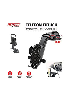 CARUB Telefon Tutucu Ayarlı Carbon Vantuzlu