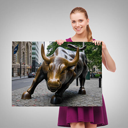 New York Boğa Heykeli Kanvas Tablo / Charging Bull-5160