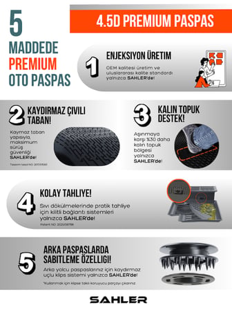 Sahler Opel Astra L 2022+ Uyumlu 4.5D Premium Havuzlu Oto Paspas Ve Liner Marka 3D Üst Bagaj Havuzu